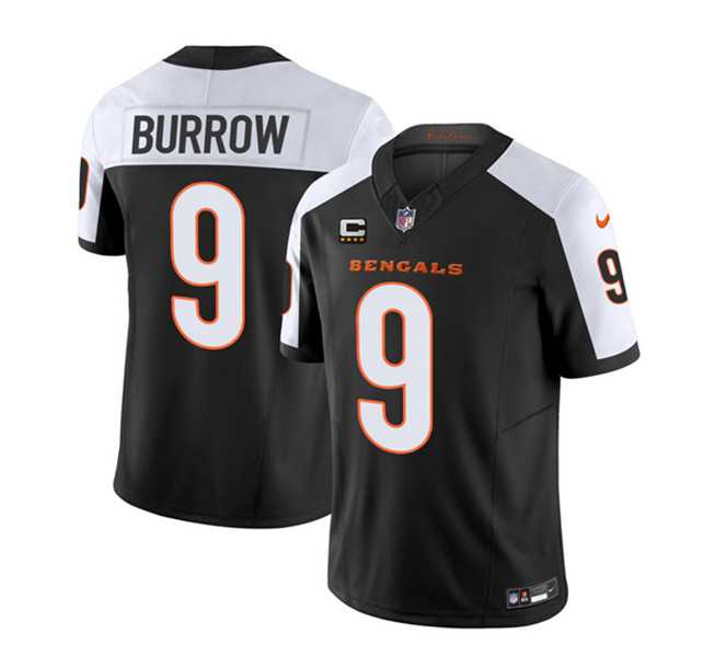 Men & Women & Youth Cincinnati Bengals #9 Joe Burrow 2023 F.U.S.E. Black White With 4-Star C Patch Vapor Untouchable Limited Football Stitched Jersey